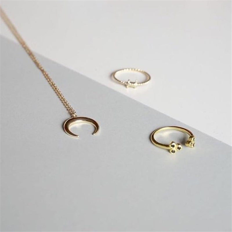 Crescent Moon Gold Plated Necklace