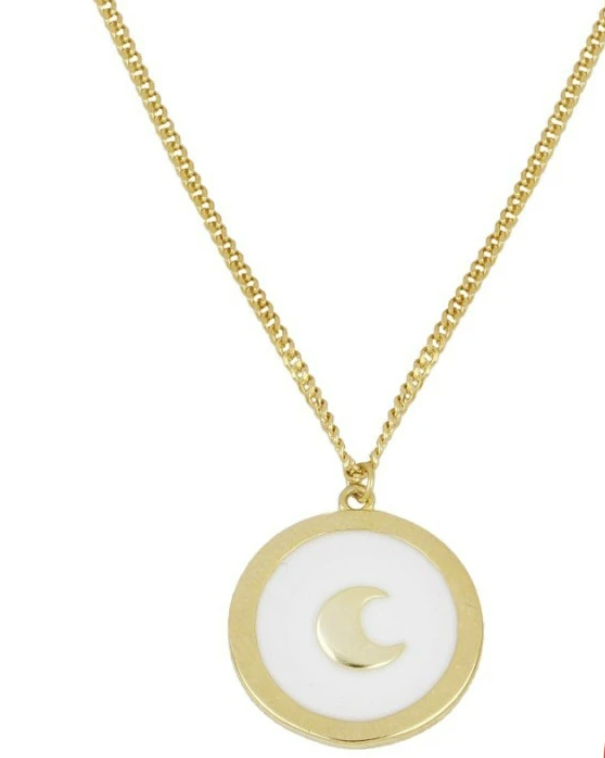 Enamel Star&Moon Gold Plated Necklaces