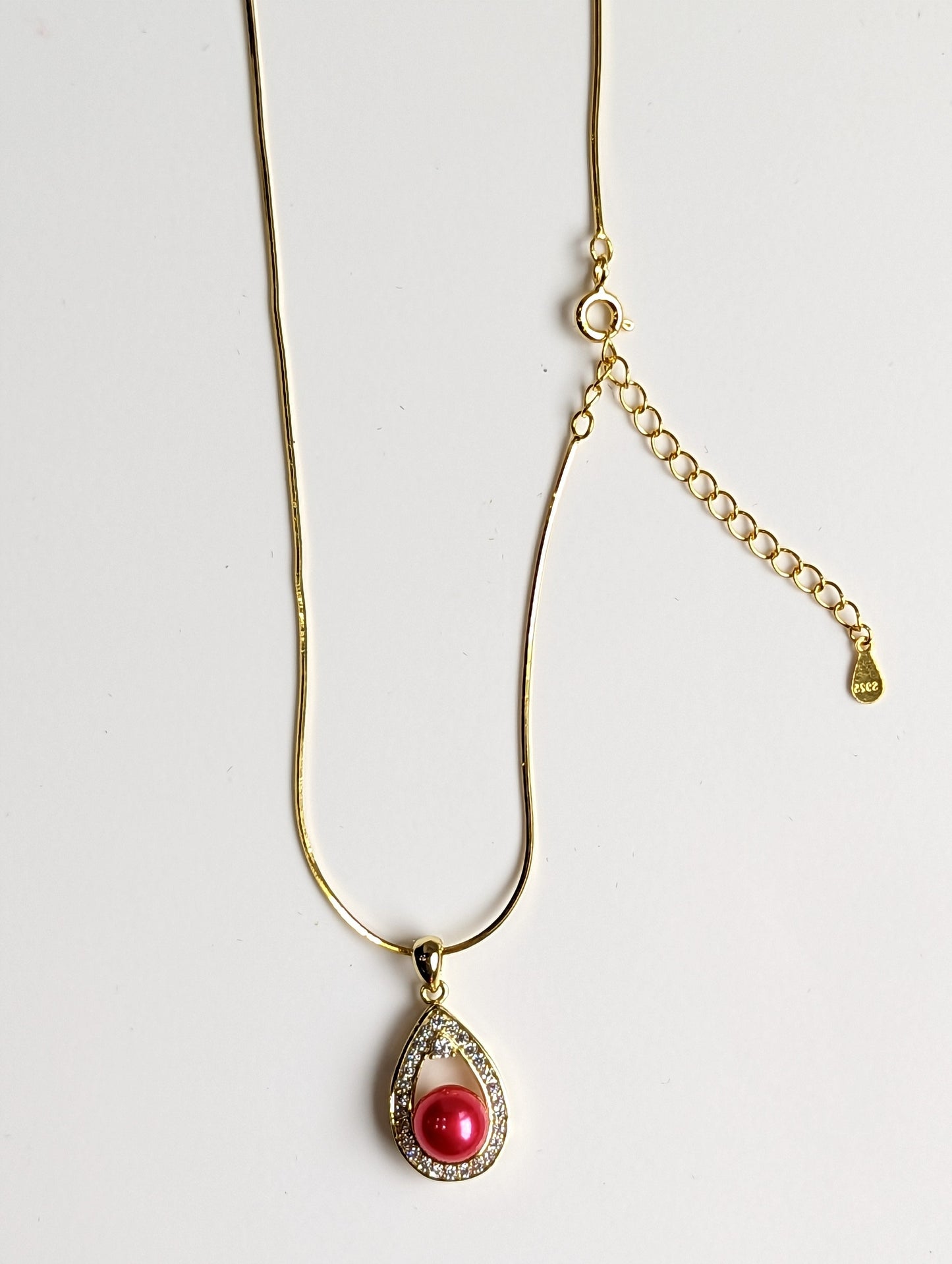 Freshwater Red Pearl- To My Badass Mom Gold Plated Necklace
