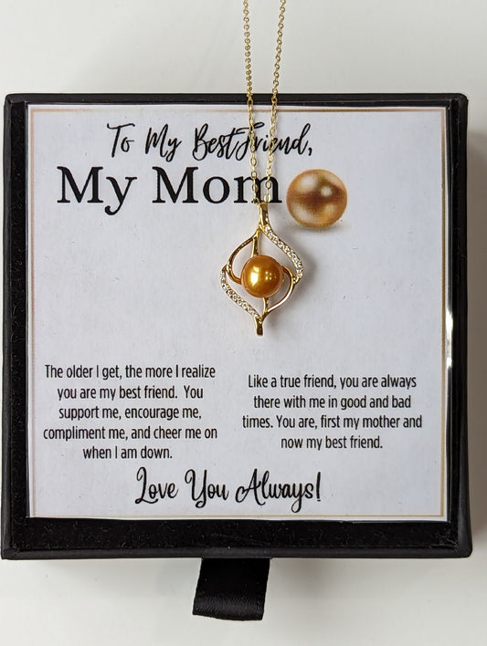 Freshwater Golden Pearl - To My Bestfriend, My Mom Gold Plated Necklace