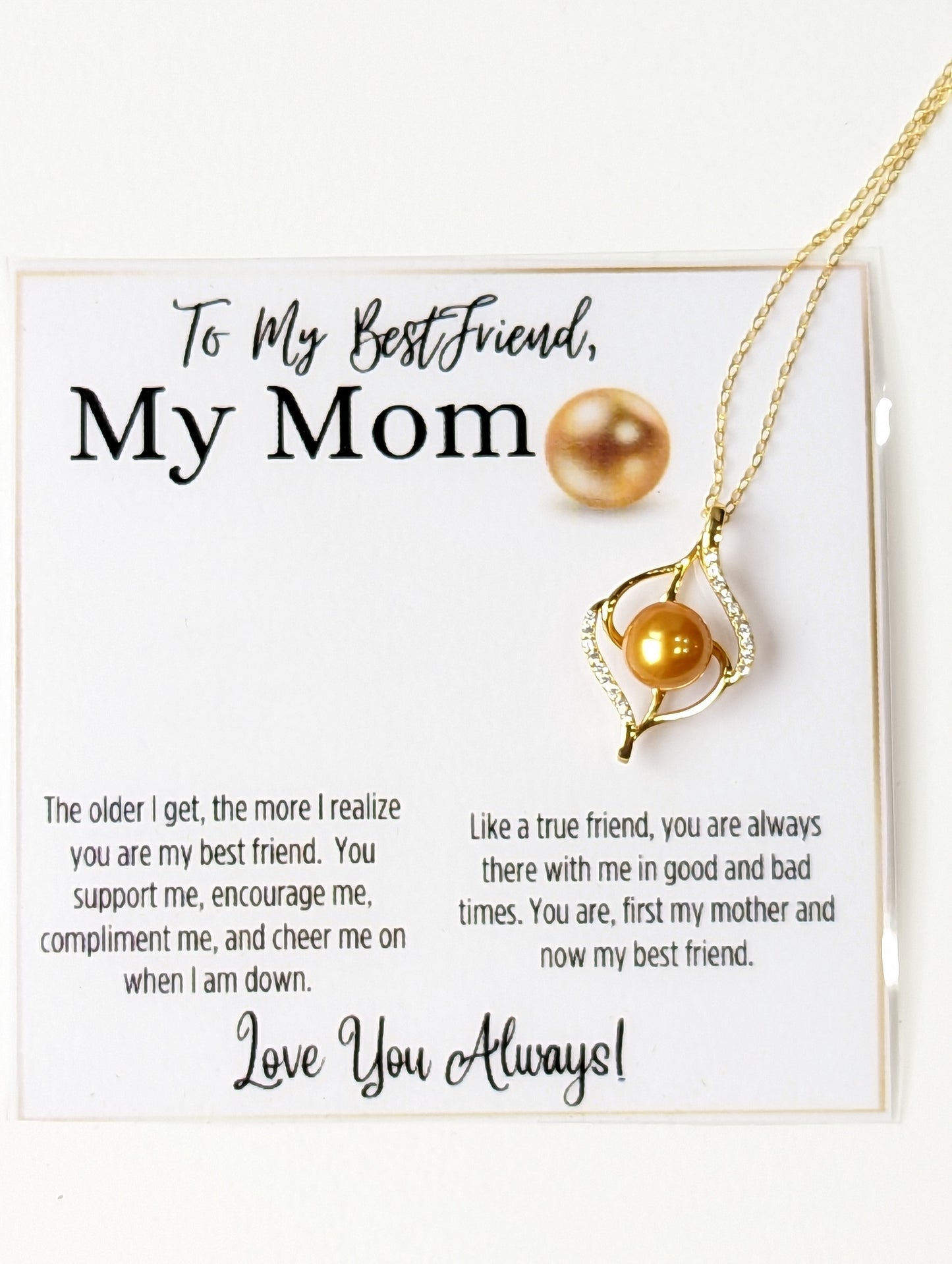 Freshwater Golden Pearl - To My Bestfriend, My Mom Gold Plated Necklace