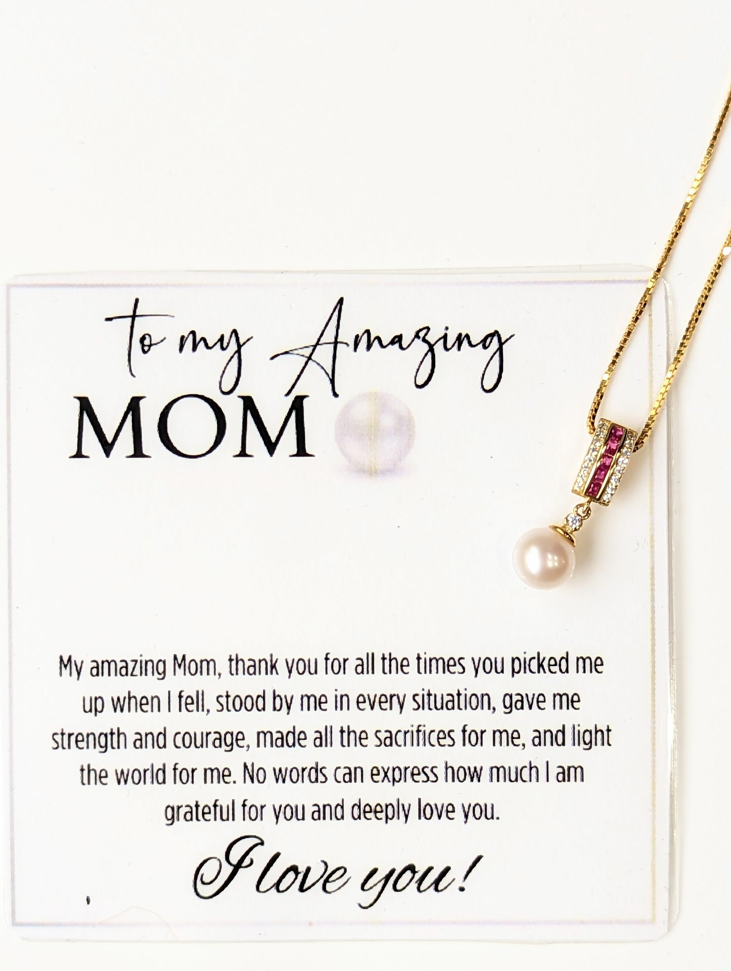 Freshwater Ivory Pearl - To My Amazing Mom Gold Plated Necklace