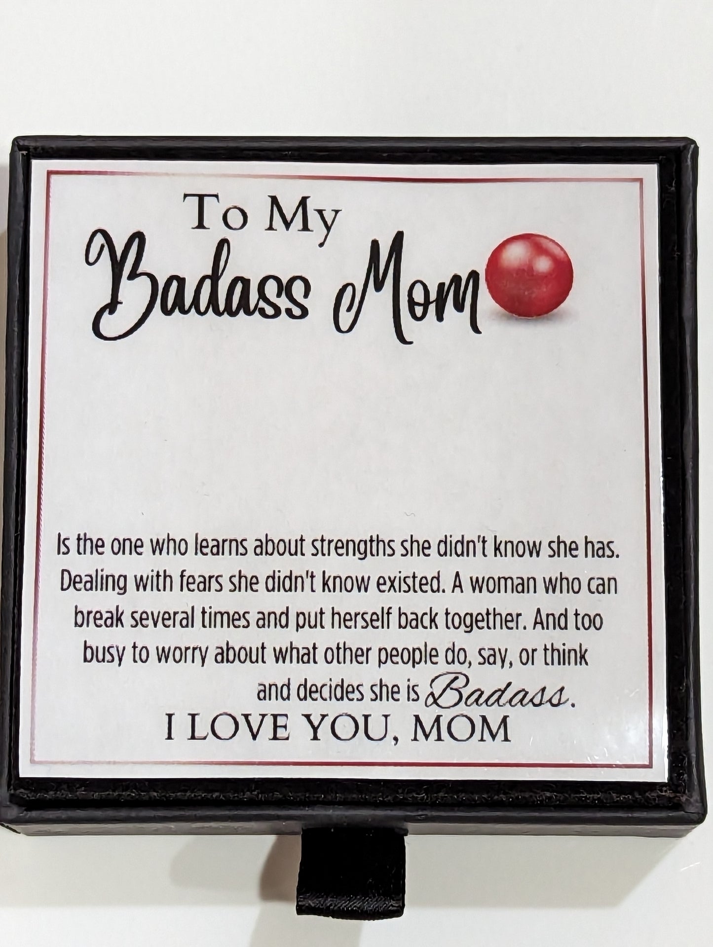 Freshwater Red Pearl- To My Badass Mom Gold Plated Necklace