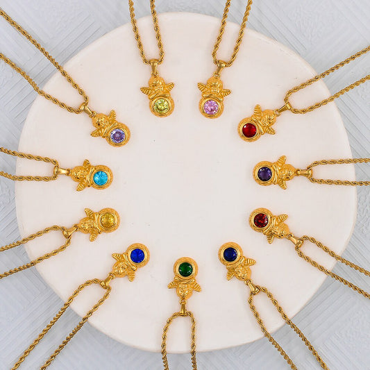 Vintage Angel Birthstone Necklaces
