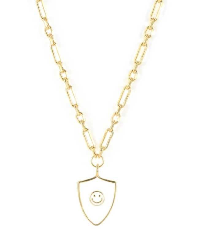 White Ename Clavicle Necklace