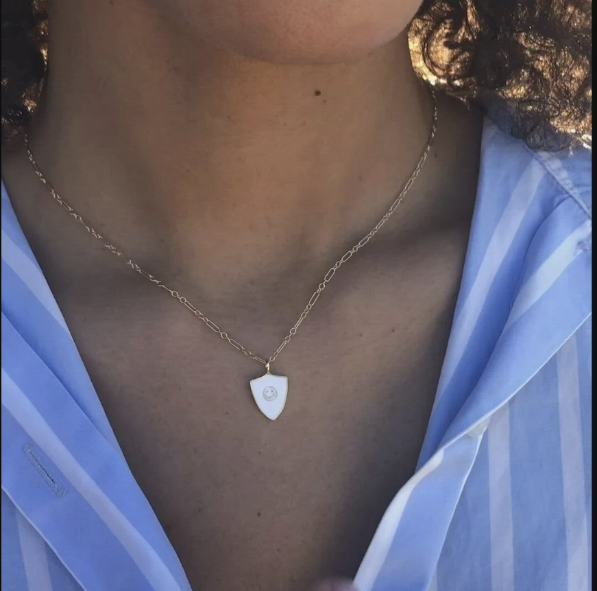 White Ename Clavicle Necklace