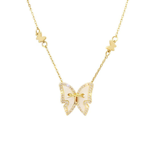 Natural Shell Butterfly Gold Plated Necklace