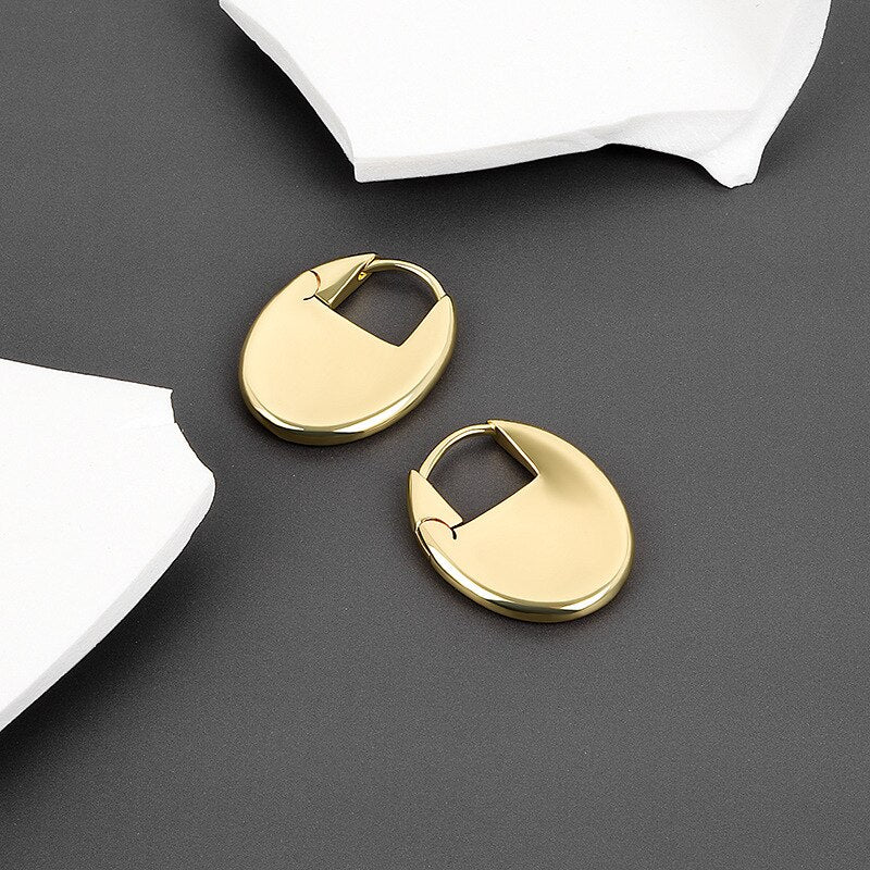 Mona Oval Huggie Hoops Gold Plated Earrings