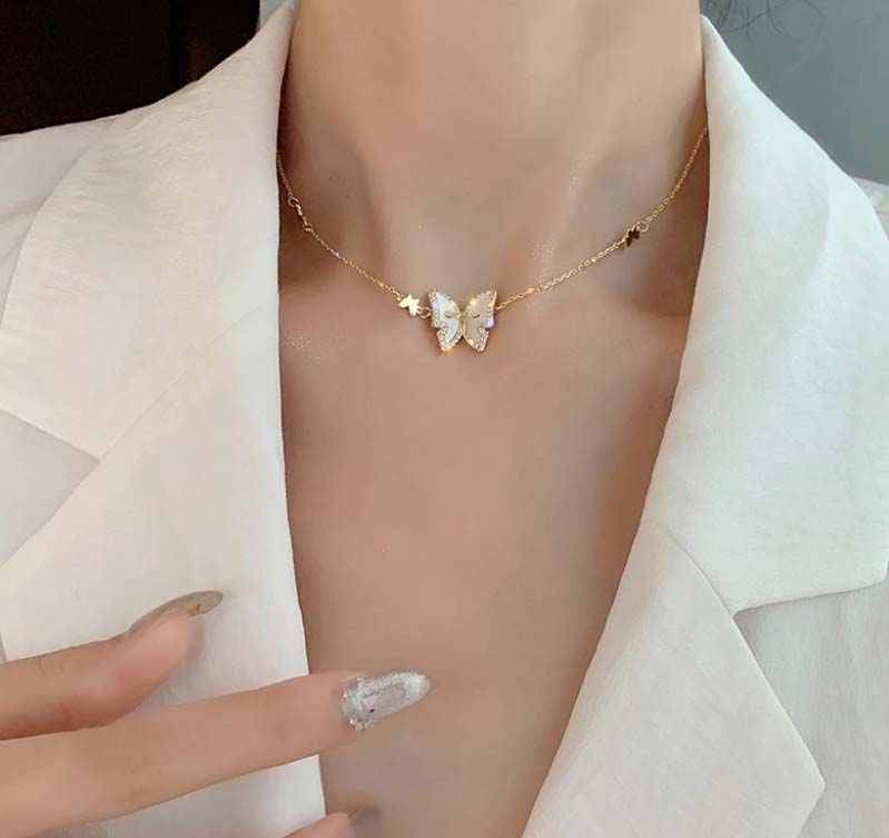 Natural Shell Butterfly Gold Plated Necklace