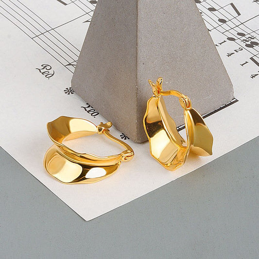 Emme Geometric Hoops Gold Plated Earrings