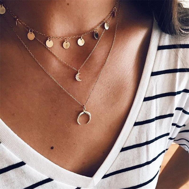Crescent Moon Gold Plated Necklace