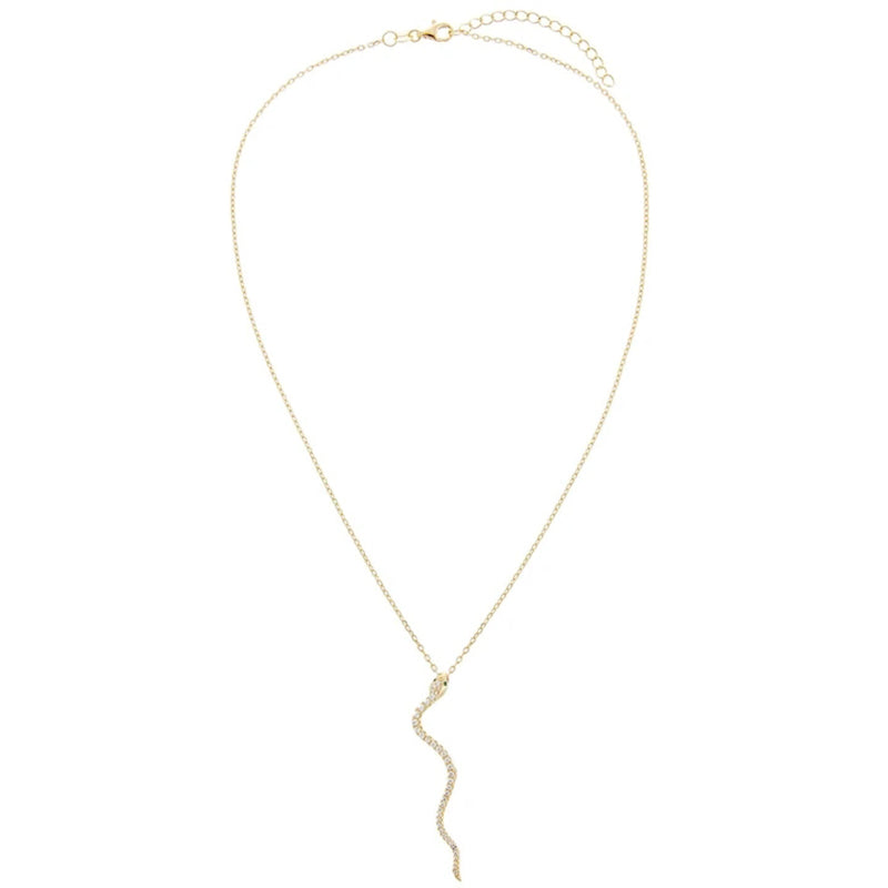 Green Eyed Snake Pave Gold Plated Necklace