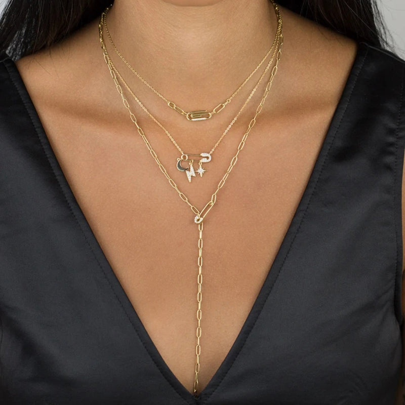Clara SafetyPin Gold Plated Necklace