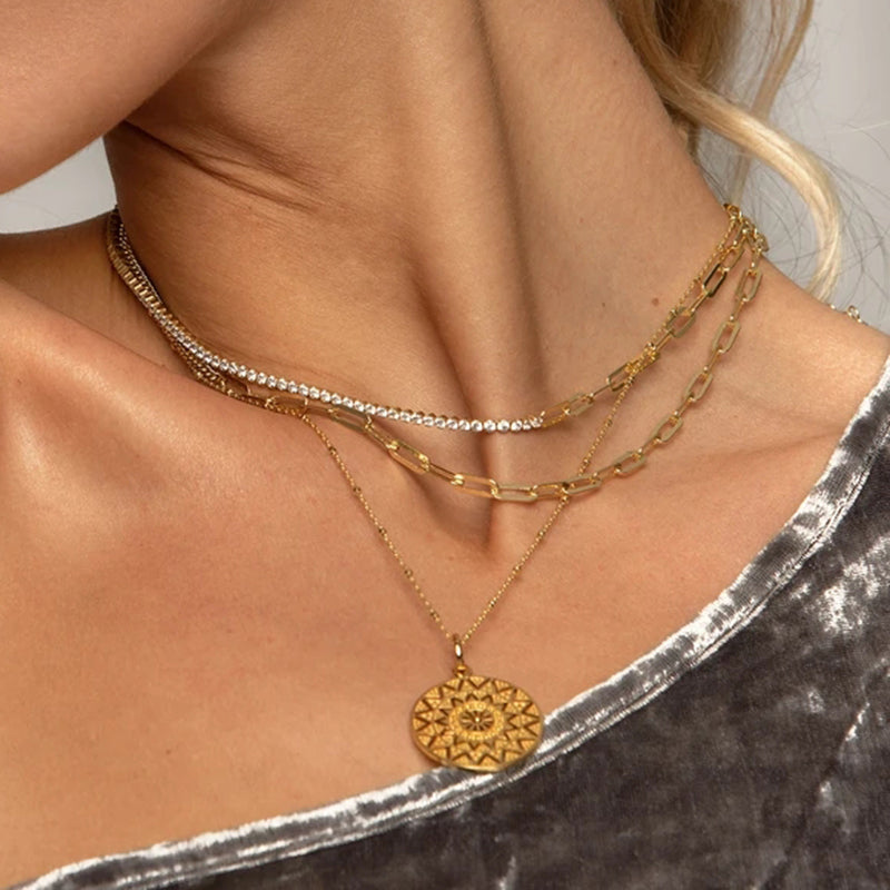 Anouk Mesh Asymmetric Gold Plated Necklace