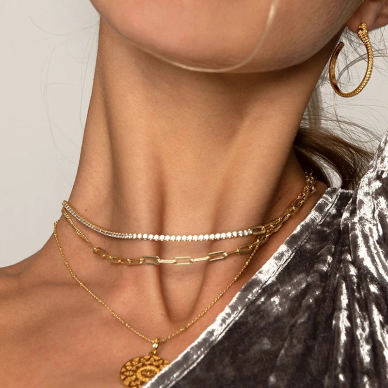 Anouk Mesh Asymmetric Gold Plated Necklace