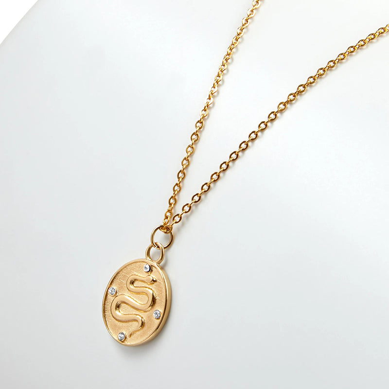 Snake Coin Gold Plated Necklace