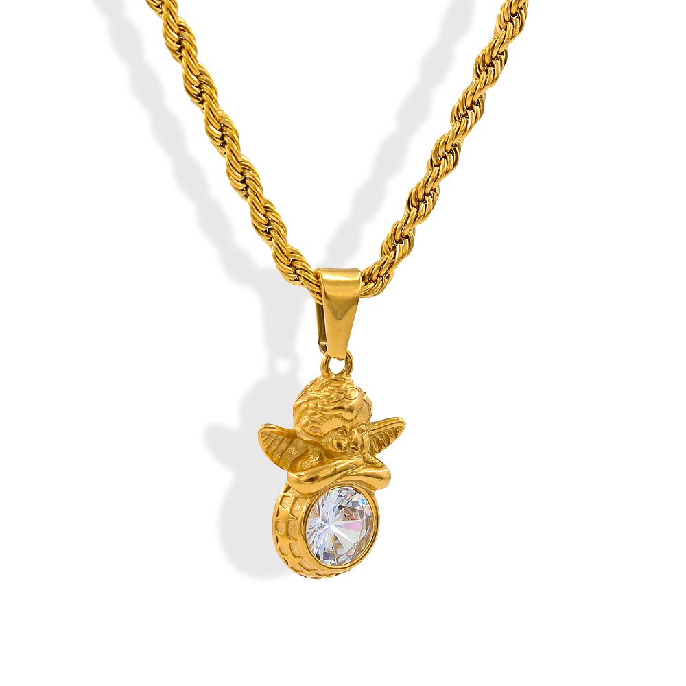 Vintage Angel Birthstone Necklaces
