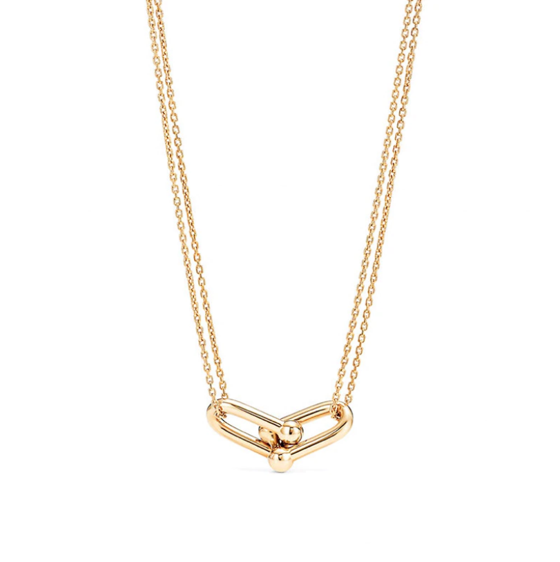 Romy Double Chain Interlock Gold Plated Necklace