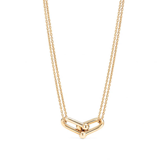 Romy Double Chain Interlock Gold Plated Necklace