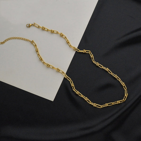 U Shaped Geometric Gold Plated Necklace
