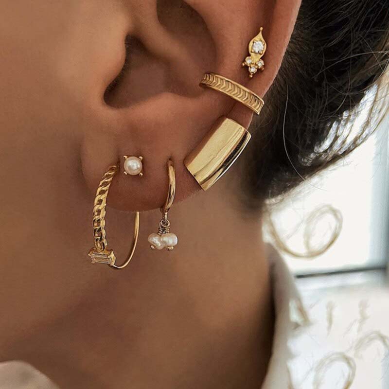 C Hoops Mix-Match Gold Plated Earrings