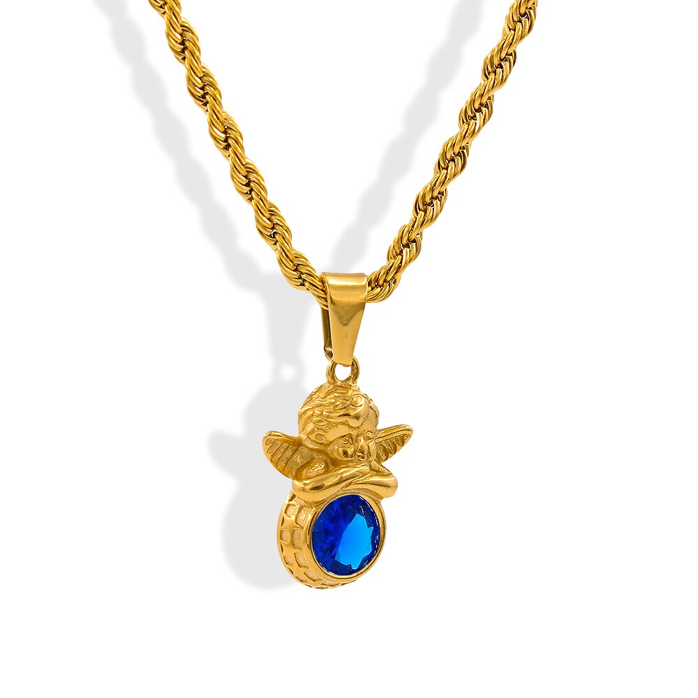 Vintage Angel Birthstone Necklaces