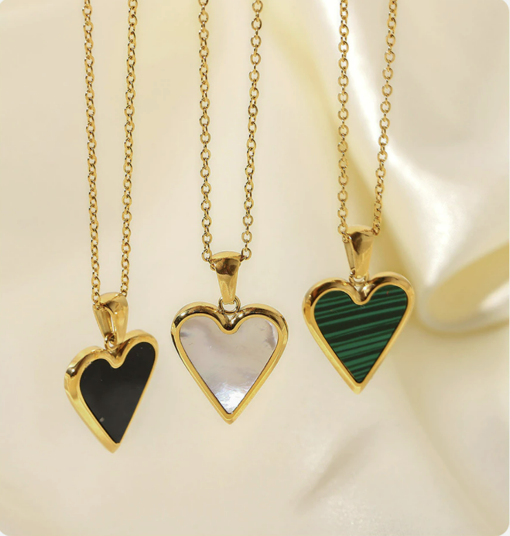Natural Shell Heart Pendant Gold Plated Necklace