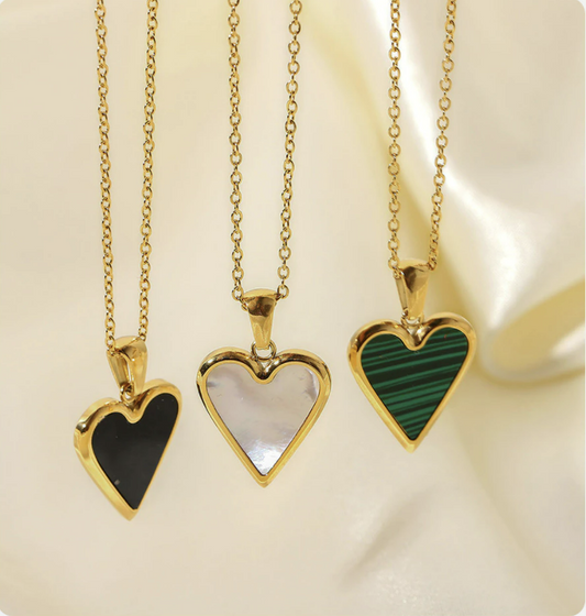 Natural Shell Heart Pendant Gold Plated Necklace