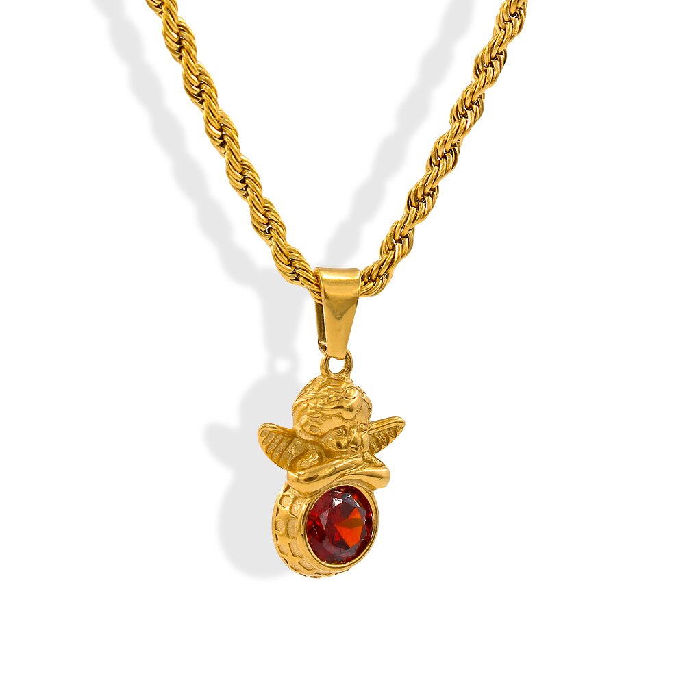 Vintage Angel Birthstone Necklaces