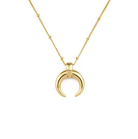 Crescent Knotted Horn Moon Gold Plated Necklace