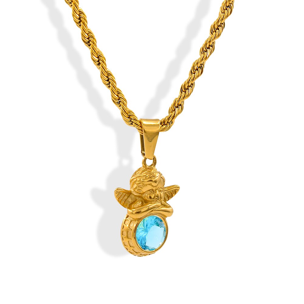 Vintage Angel Birthstone Necklaces