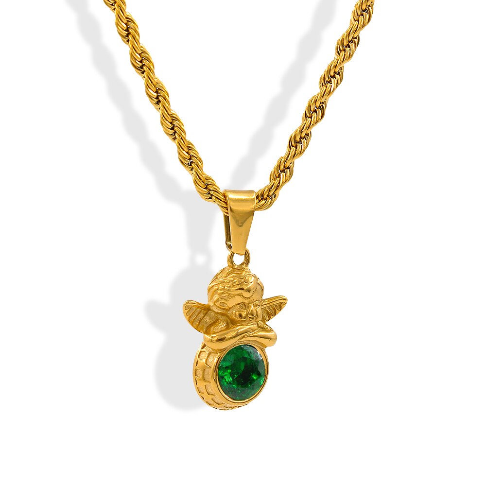 Vintage Angel Birthstone Necklaces