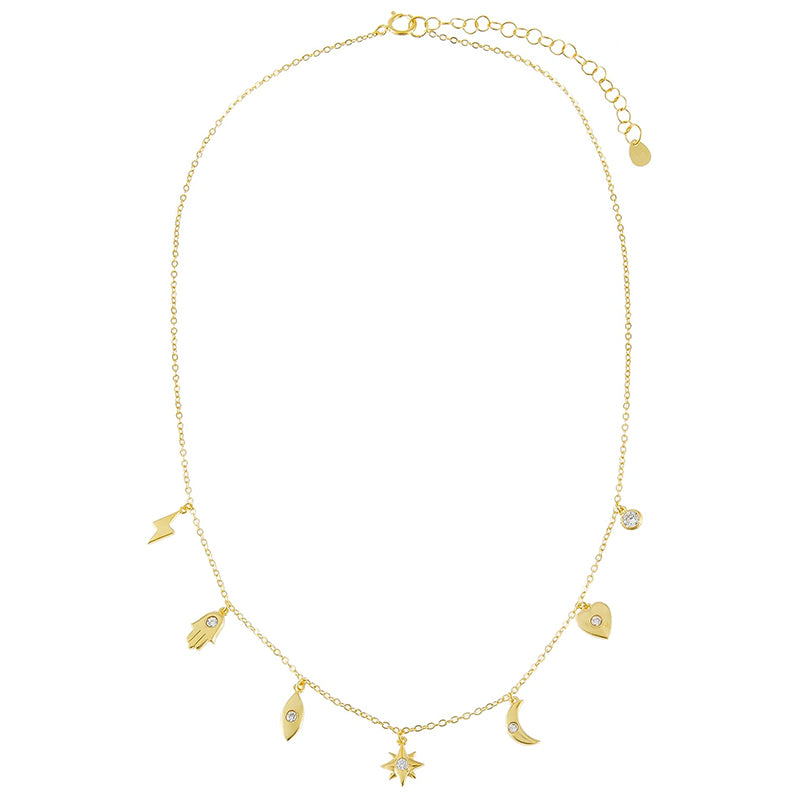 Lucius Moon Star Heart Gold Plated Necklace