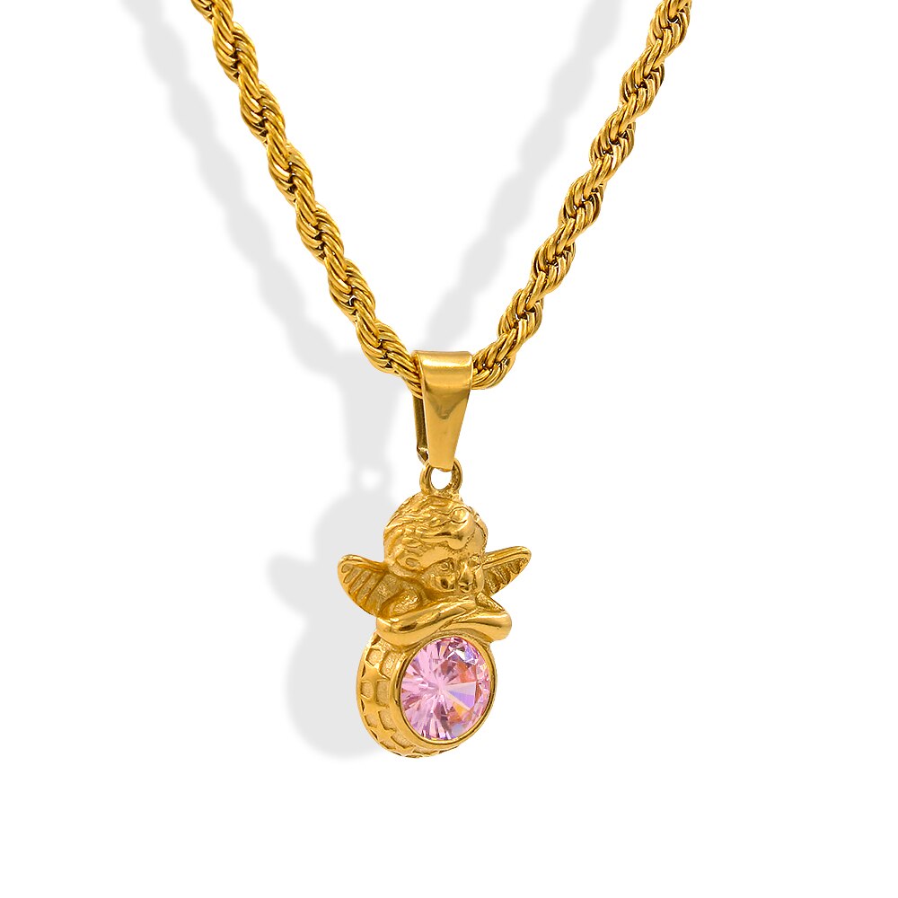 Vintage Angel Birthstone Necklaces
