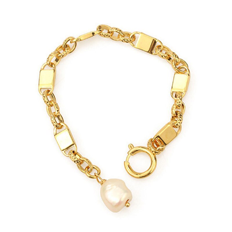 Harper Pearl Irregular Chain Gold Plated Bracelet