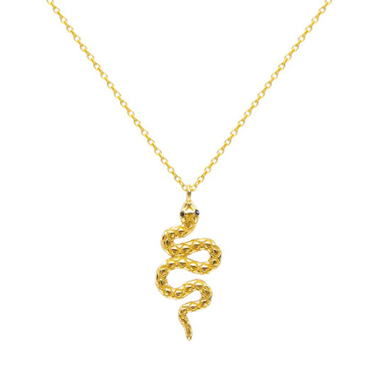 Black Eyed Serpent Gold Plated Necklace