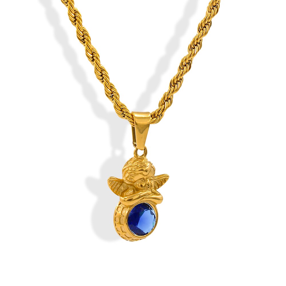 Vintage Angel Birthstone Necklaces